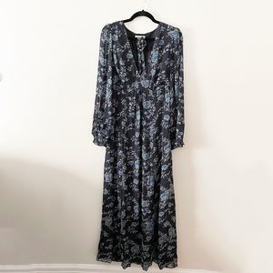 Monsoon US Black Floral Maxi Dress Belted